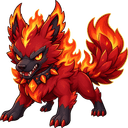 Emberhound, a fire creature in NOKEMON. Rarity: Uncommon.