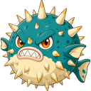Spikepuff, a water creature in NOKEMON. Rarity: Uncommon.